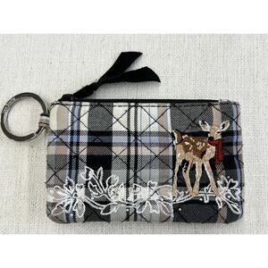 Vera Bradley Zip ID Case Cozy Plaid Neutral Reindeer 2020 Christmas
